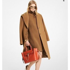 Michael Kors Wool Melton Oversized Coat Color Husk Size S Retail $625